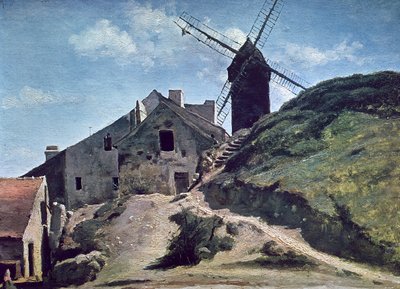 A Windmill at Montmartre by Jean Baptiste Camille Corot